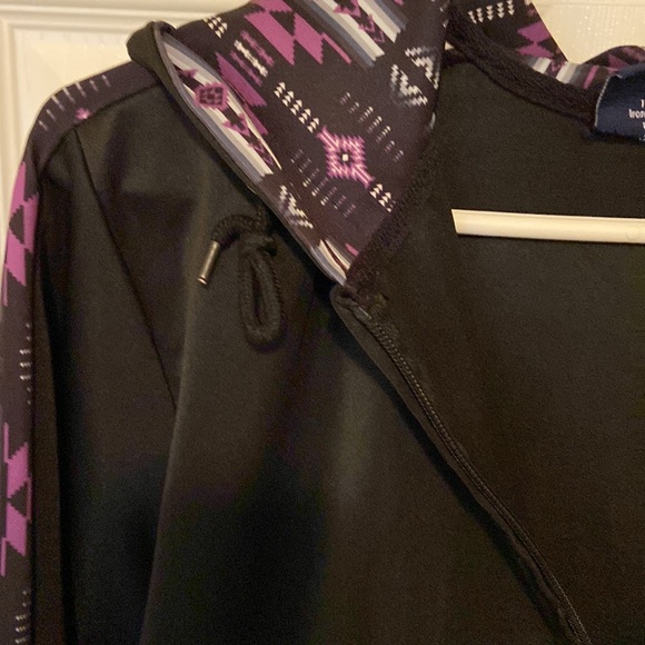 Nu Trendz jacket coat jogger size small s. Hooded hoodie Black purple zip up - Picture 7 of 8